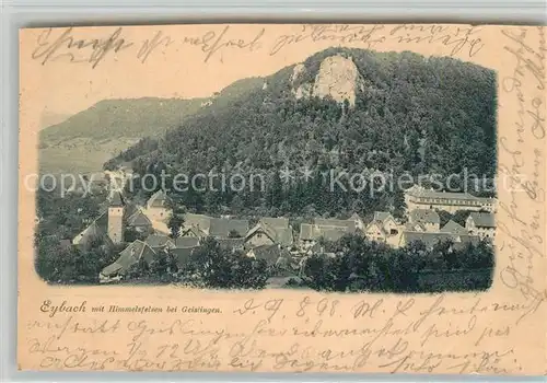 AK / Ansichtskarte Eybach_Geislingen_Steige Stadtbild mit Blick zum Himmelsfelsen Schwaebische Alb Eybach_Geislingen_Steige