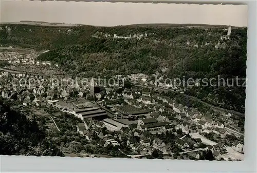 AK / Ansichtskarte Geislingen_Steige Panorama Blick ins Tal mit oedenturm Burgruine Helfenstein Schwaebische Alb Geislingen_Steige