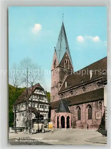 AK / Ansichtskarte Geislingen_Steige Stadtkirche mit Wilhelmsdenkmal Geislingen_Steige