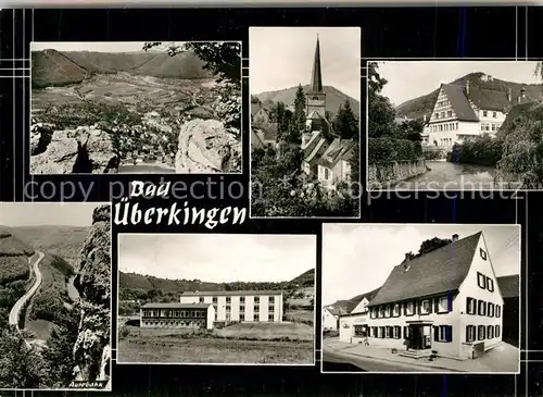 AK / Ansichtskarte Bad_ueberkingen Panorama Kirche Partie am Fluss Hotelfachschule Autobahn Felsen Bromsilber Bad_ueberkingen