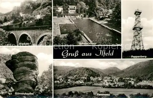 AK / Ansichtskarte Ilfeld_Suedharz Viadukt Schwimmbad Poppenberg Gaenseschnabel Panorama Ilfeld Suedharz