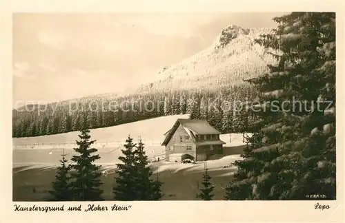 AK / Ansichtskarte Oberschoenau_Thueringen Waldhotel Kanzlersgrund Hoher Stein Winter Oberschoenau Thueringen