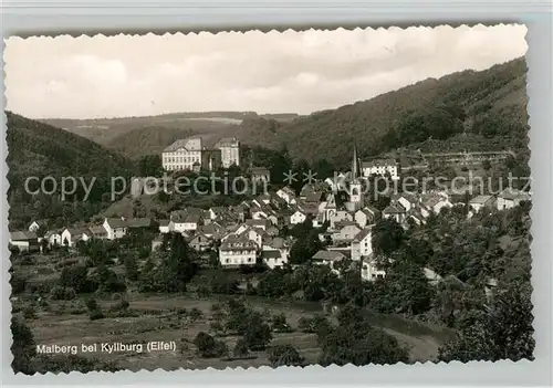 AK / Ansichtskarte Malberg_Eifel Stadtpanorama mit Schloss und Kirche Malberg Eifel