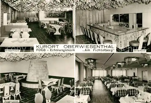 AK / Ansichtskarte Oberwiesenthal_Erzgebirge FDGB Erholungsheim Am Fichtelberg Knappenstube Getraenkebar Steigerzimmer Restaurant Oberwiesenthal Erzgebirge