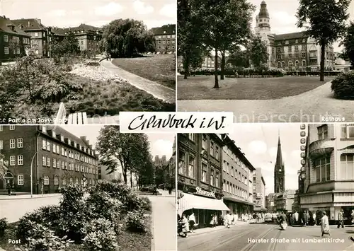 AK / Ansichtskarte Gladbeck Jovy Platz Rathaus Post Horster Strasse Lambertikirche Gladbeck