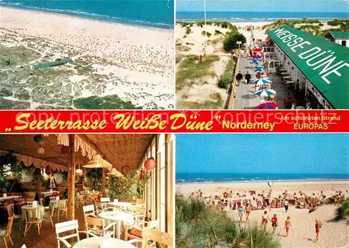 AK / Ansichtskarte Norderney_Nordseebad Strand Seeterrasse Weisse Duene Gastraum Norderney_Nordseebad