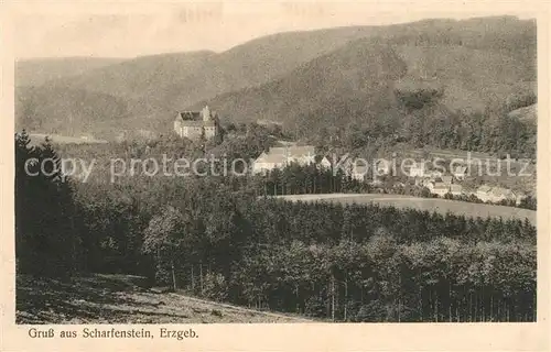 AK / Ansichtskarte Scharfenstein_Erzgebirge Burg Panorama Scharfenstein_Erzgebirge