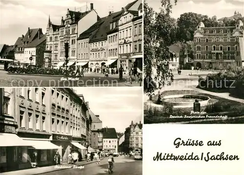 AK / Ansichtskarte Mittweida Markt Rochlitzer Strasse Platz der Deutsch Sowjetischen Freundschaft Mittweida