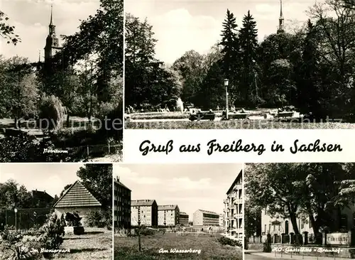 AK / Ansichtskarte Freiberg_Sachsen Petriturm Wasserberg HO Gasthaus Brauhof Freiberg Sachsen