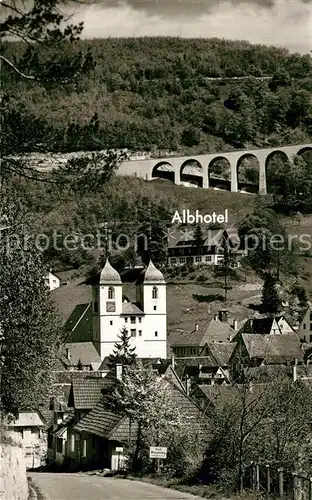 AK / Ansichtskarte Wiesensteig Albhotel Malakoft Viadukt Kirche Wiesensteig