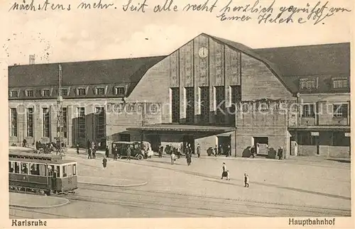 AK / Ansichtskarte Karlsruhe_Baden Hauptbahnhof Strassenbahn Karlsruhe_Baden