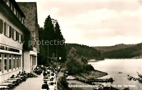 AK / Ansichtskarte Schwarzenbachtalsperre Gasthaus Terrasse Schwarzenbachtalsperre