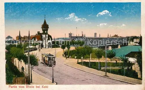 AK / Ansichtskarte Kehl_Rhein Strassenbahn Bruecke Kehl_Rhein