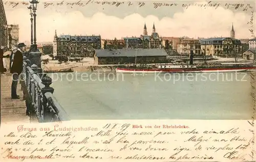 AK / Ansichtskarte Ludwigshafen_Rhein Blick von der Rheinbruecke Ludwigshafen Rhein