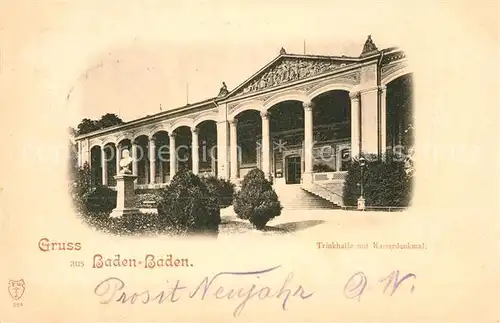 AK / Ansichtskarte Baden Baden Trinkhalle Kaiserdenkmal Baden Baden