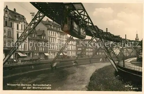 AK / Ansichtskarte Barmen_Wuppertal Schwebebahn an der Wertherstrasse Barmen Wuppertal