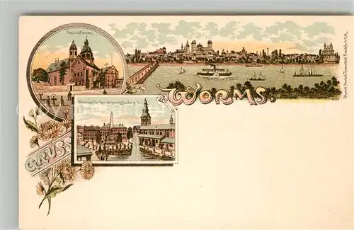 AK / Ansichtskarte Worms_Rhein Museum Ludwigdenkmal Stadtpanorama Litho Deutsche Reichspost Worms Rhein