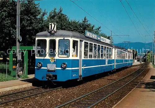 AK / Ansichtskarte Strassenbahn Pendelzug Be 4 4 BLT Linie 17 Birsigthalbahn Witterswil  