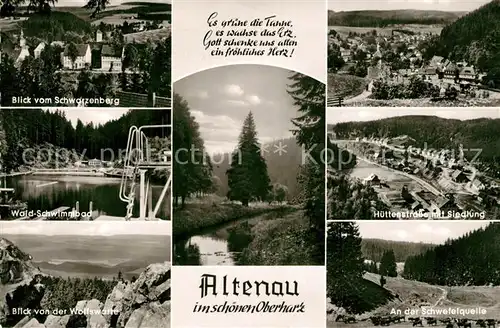 AK / Ansichtskarte Altenau_Harz Schwarzenberg Schwefelquelle Wald Schwimmbad Altenau Harz