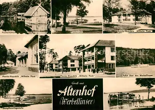 AK / Ansichtskarte Altenhof_Werbellinsee Fischerhuetten Promenade Pionier Republik Wilhelm Pieck Seepartie Dampferanlegestelle Landungssteg Altenhof Werbellinsee