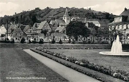 AK / Ansichtskarte Bad_Orb Blick vom Bahnhof zum Molkenberg Kirche Springbrunnen Bad_Orb