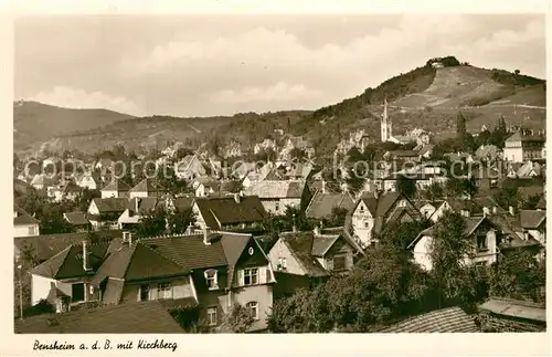 AK / Ansichtskarte Bensheim_Bergstrasse Stadtpanorama mit Kirchberg Bensheim_Bergstrasse