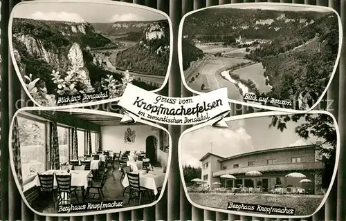 AK / Ansichtskarte Beuron_Donautal Landschaftspanorama Donautal Berghaus Knopfmacher Restaurant Terrasse Knopfmacherfelsen Beuron Donautal