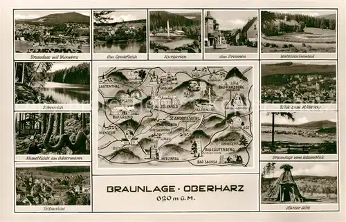 AK / Ansichtskarte Braunlage Wurmberg Gondelteich Brunnen Kurgarten Waldschwimmbad Braunlage