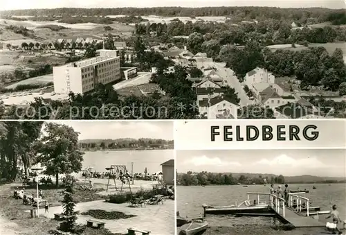 AK / Ansichtskarte Feldberg_Mecklenburg Badesteg Fliegeraufnahme Spielplatz Feldberg_Mecklenburg