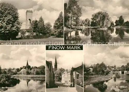 AK / Ansichtskarte Finow_Eberswalde Wasserturm Schwanenteich Finowkanal Brueckenstrasse An der Schleuse Finow Eberswalde