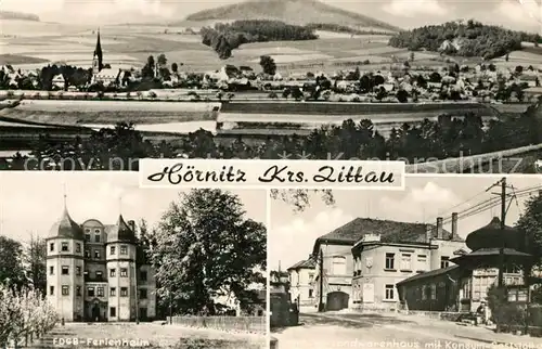 AK / Ansichtskarte Hoernitz_Zittau Panorama FDGB Ferienheim Landwarenhaus Konsumgaststaette Hoernitz Zittau