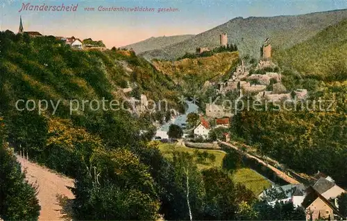 AK / Ansichtskarte Manderscheid_Eifel Panorama Blick vom Konstantinswaeldchen aus Burg Ruine Manderscheid Eifel