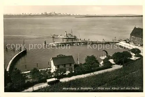 AK / Ansichtskarte Meersburg_Bodensee Panorama Blick vom Kaenzli auf den Hafen Alpenblick Meersburg Bodensee