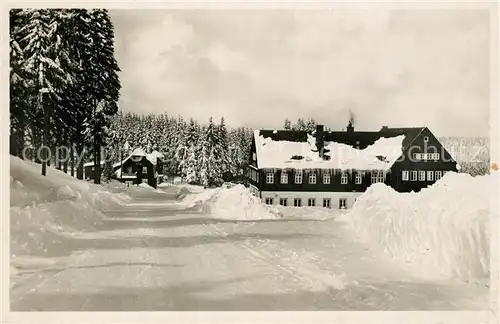 AK / Ansichtskarte Muehlleiten_Vogtland Fremdenhof Buschhaus Winterlandschaft Muehlleiten_Vogtland