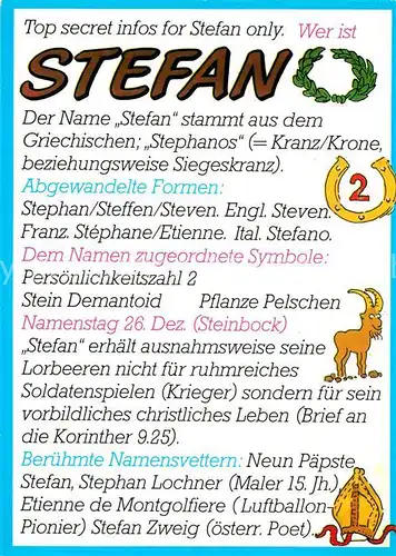 AK / Ansichtskarte Namenskarte_Namenstag Stefan  