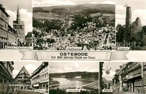 AK / Ansichtskarte Osterode_Harz Marktplatz St Aegidien Kirche Stadtblick Rathaus Soesetalsperre Rollberg Osterode_Harz