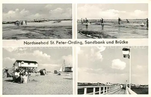 AK / Ansichtskarte Peter Ording_St Sandbank Bruecke Peter Ording_St