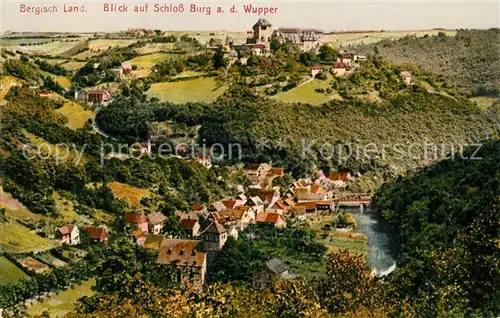 AK / Ansichtskarte Schloss_Burg_Wupper Fliegeraufnahme Schloss_Burg_Wupper