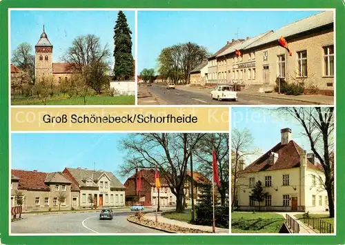 AK / Ansichtskarte Schorfheide Kirche Baudenkmal Barock Konsum Gaststaette Zur Schorfheide Thaelmann Strasse Kulturhaus der Forstarbeiter Schorfheide