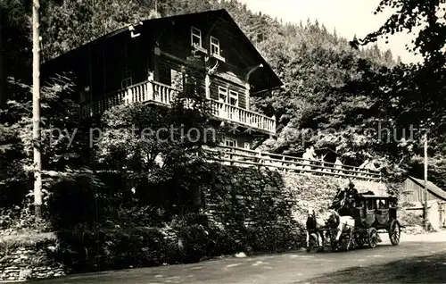 AK / Ansichtskarte Schwarzburg_Thueringer_Wald HO Gaststaette Schweizerhaus Postkutsche Schwarzburg_Thueringer