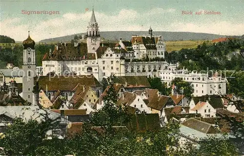 AK / Ansichtskarte Sigmaringen Altstadt mit Blick zum Schloss Sigmaringen