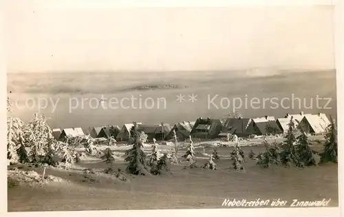 Zinnwald Georgenfeld Winterpanorama Nebeltreiben Zinnwald Georgenfeld