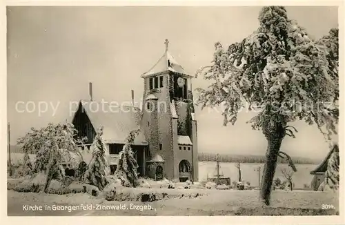 Zinnwald Georgenfeld Kirche Winterlandschaft Zinnwald Georgenfeld