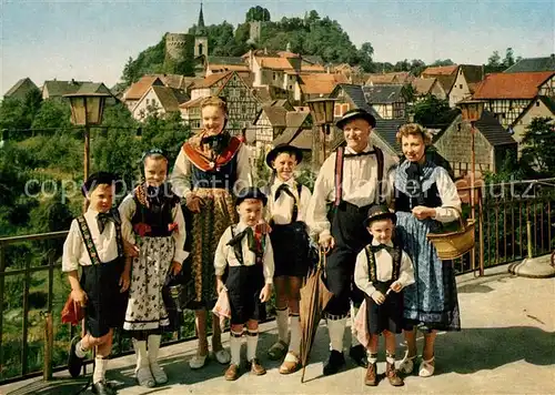 AK / Ansichtskarte Lindenfels_Odenwald Trachten Altstadt Burgruine Lindenfels Odenwald