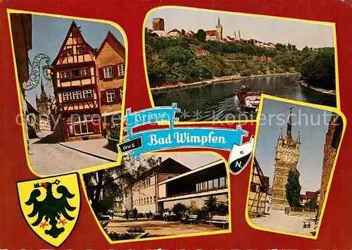 AK / Ansichtskarte Bad_Wimpfen Blick ueber den Neckar Altstadt Fachwerkhaus Blauer Turm Kurhaus Bad_Wimpfen