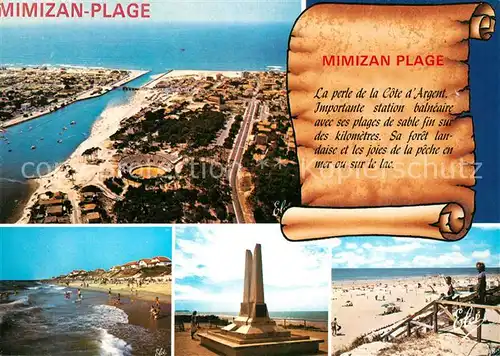 AK / Ansichtskarte Mimizan_Plage Vue aerienne Plage Nord Monument les Ailes Mimizan_Plage