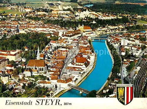 AK / Ansichtskarte Steyr_Enns_Oberoesterreich Eisenstadt Fliegeraufnahme Steyr_Enns