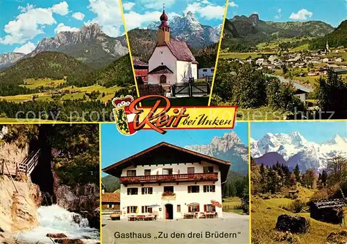 AK / Ansichtskarte Reith_Unken Landschaftspanorama Reiteralp Gebirge Kirche Innersbachklamm Wasserfall Gasthof Loferer Steinberge Reith Unken