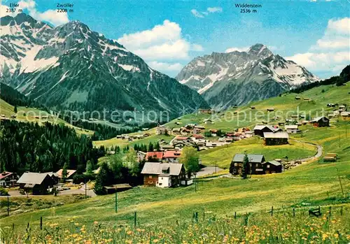 AK / Ansichtskarte Hirschegg_Kleinwalsertal_Vorarlberg mit Elfer Zwoelfer und Widdestein Hirschegg_Kleinwalsertal