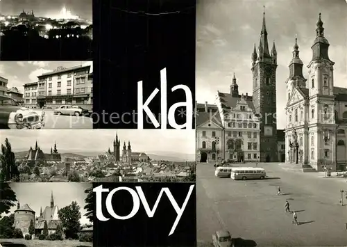 AK / Ansichtskarte Klatovy Stadtbild mit Kirchen Marktplatz Jesuitenkirche Schwarzer Turm Schloss Klatovy